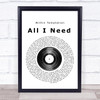 Within Temptation All I Need Vinyl Record Song Lyric Quote Print