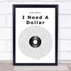 Aloe Blacc I Need A Dollar Vinyl Record Song Lyric Print