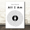 Jess Glynne All I Am Vinyl Record Song Lyric Quote Print