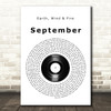 Earth, Wind & Fire September Vinyl Record Song Lyric Print
