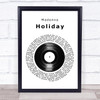 Madonna Holiday Vinyl Record Song Lyric Print