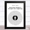 Elton John Saturday Night's Alright For Fighting Vinyl Record Song Lyric Music Art Print