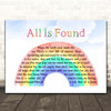 Evan Rachel Wood All Is Found Watercolour Rainbow & Clouds Song Lyric Print