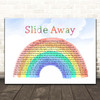 Oasis Slide Away Watercolour Rainbow & Clouds Song Lyric Print