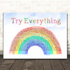 Shakira Try Everything from Zootopia Watercolour Rainbow & Clouds Song Lyric Print