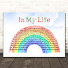 The Beatles In My Life Watercolour Rainbow & Clouds Song Lyric Print