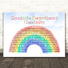 The Spaniels Goodnite Sweetheart Goodnite Watercolour Rainbow & Clouds Song Lyric Wall Art Print