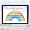 The Spaniels Goodnite Sweetheart Goodnite Watercolour Rainbow & Clouds Song Lyric Wall Art Print