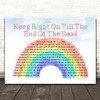 Harry Lauder Keep Right On Till The End Of The Road Watercolour Rainbow & Clouds Song Lyric Wall Art Print