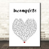 Backstreet Boys Incomplete White Heart Song Lyric Print