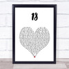 One Direction 18 White Heart Song Lyric Print