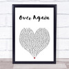 One Direction Over Again White Heart Song Lyric Print