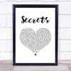 OneRepublic Secrets White Heart Song Lyric Print