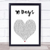 P!nk 90 Days White Heart Song Lyric Print