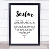 Petula Clark Sailor White Heart Song Lyric Print