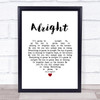 Red Carpet Alright White Heart Song Lyric Print