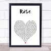 Ben's Brother Rise White Heart Song Lyric Print