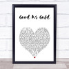 The Beautiful South Good As Gold (Stupid As Mud) White Heart Song Lyric Print