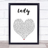 Brett Young Lady White Heart Song Lyric Print