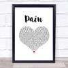 Bugzy Malone Pain White Heart Song Lyric Print