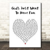 Cyndi Lauper Girls Just Want To Have Fun White Heart Song Lyric Print