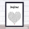 Dolly Parton Jolene White Heart Song Lyric Print