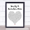 Dusty Springfield Son Of A Preacher Man White Heart Song Lyric Print