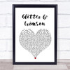 All Time Low Glitter & Crimson White Heart Song Lyric Print