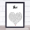 Green Day She White Heart Song Lyric Print