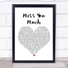 Janet Jackson Miss You Much White Heart Song Lyric Print