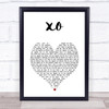 John Mayer XO White Heart Song Lyric Print