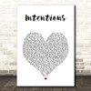 Justin Bieber Intentions White Heart Song Lyric Print