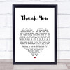 Led Zeppelin Thank You White Heart Song Lyric Print