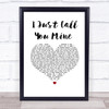 Martina McBride I Just Call You Mine White Heart Song Lyric Print