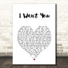 Marvin Gaye I Want You White Heart Song Lyric Print