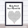 Michael Jackson They Don't Care About Us White Heart Song Lyric Print