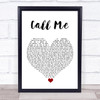 Shinedown Call Me White Heart Song Lyric Wall Art Print