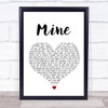 Bazzi Mine White Heart Song Lyric Wall Art Print