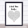 Sonny & Cher I Got You Babe White Heart Song Lyric Wall Art Print