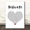 Taylor Swift Delicate White Heart Song Lyric Wall Art Print