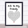 The Cranberries Ode To My Family White Heart Song Lyric Wall Art Print