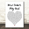 Tom Petty And The Heartbreakers Here Comes My Girl White Heart Song Lyric Wall Art Print