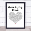 Westlife Queen Of My Heart White Heart Song Lyric Wall Art Print