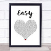 Camila Cabello Easy White Heart Song Lyric Wall Art Print