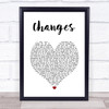 David Bowie Changes White Heart Song Lyric Wall Art Print
