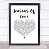 Donny Osmond Seasons Of Love White Heart Song Lyric Wall Art Print