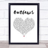 Green Day Outlaws White Heart Song Lyric Wall Art Print