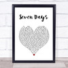 Jamiroquai Seven Days White Heart Song Lyric Wall Art Print