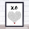 John Mayer XO White Heart Song Lyric Wall Art Print