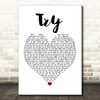 Pink Try White Heart Song Lyric Print  - SLPTHT5203